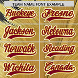 Custom Crimson Old Gold Fluid Feather Graffiti Pattern Authentic Baseball Jersey