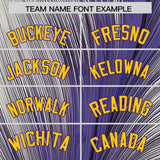 Custom Yellow Purple Fluid Feather Graffiti Pattern Authentic Baseball Jersey