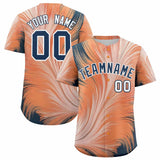 Custom Midnight Blue White Fluid Feather Graffiti Pattern Authentic Baseball Jersey