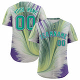 Custom Bright Green White Fluid Feather Graffiti Pattern Authentic Baseball Jersey