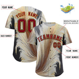 Custom Crimson Old Gold Fluid Feather Graffiti Pattern Authentic Baseball Jersey