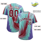 Custom Crimson Bright Green Fluid Feather Graffiti Pattern Authentic Baseball Jersey