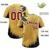 Custom Crimson Old Gold Fluid Feather Graffiti Pattern Authentic Baseball Jersey