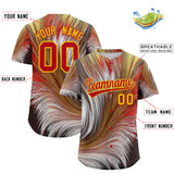 Custom Red Gold Fluid Feather Graffiti Pattern Authentic Baseball Jersey