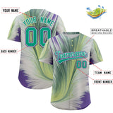 Custom Bright Green White Fluid Feather Graffiti Pattern Authentic Baseball Jersey
