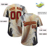 Custom Crimson Old Gold Fluid Feather Graffiti Pattern Authentic Baseball Jersey