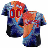 Custom Red Royal Fluid Feather Graffiti Pattern Authentic Baseball Jersey