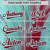 Custom Crimson Bright Green Fluid Feather Graffiti Pattern Authentic Baseball Jersey