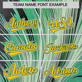 Custom Yellow Green Fluid Feather Graffiti Pattern Authentic Baseball Jersey