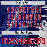 Custom Red White Fluid Feather Graffiti Pattern Authentic Baseball Jersey