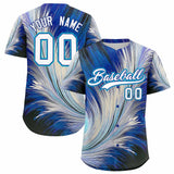 Custom White Royal Fluid Feather Graffiti Pattern Authentic Baseball Jersey