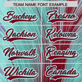 Custom Crimson Bright Green Fluid Feather Graffiti Pattern Authentic Baseball Jersey