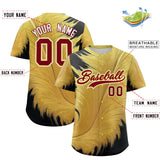 Custom Crimson Old Gold Fluid Feather Graffiti Pattern Authentic Baseball Jersey