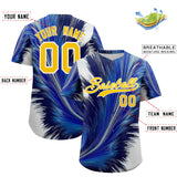 Custom Gold White Fluid Feather Graffiti Pattern Authentic Baseball Jersey