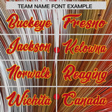 Custom Red Gold Fluid Feather Graffiti Pattern Authentic Baseball Jersey