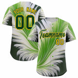Custom Gold Green Fluid Feather Graffiti Pattern Authentic Baseball Jersey