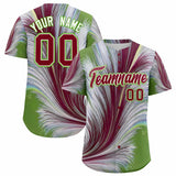 Custom Crimson White Fluid Feather Graffiti Pattern Authentic Baseball Jersey