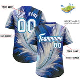 Custom White Royal Fluid Feather Graffiti Pattern Authentic Baseball Jersey