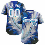 Custom White Royal Fluid Feather Graffiti Pattern Authentic Baseball Jersey