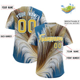 Custom Old Gold White Fluid Feather Graffiti Pattern Authentic Baseball Jersey
