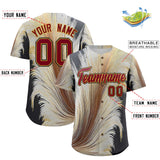 Custom Crimson Old Gold Fluid Feather Graffiti Pattern Authentic Baseball Jersey