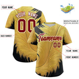 Custom Crimson Old Gold Fluid Feather Graffiti Pattern Authentic Baseball Jersey