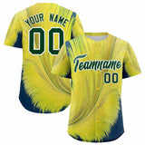 Custom Green White Fluid Feather Graffiti Pattern Authentic Baseball Jersey