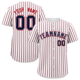 Custom White Navy Tricolor Stripe Fashion Authentic Baseball Jersey
