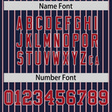 Custom Navy White Tricolor Stripe Fashion Authentic Baseball Jersey