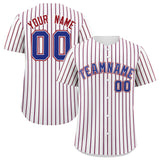 Custom White Royal Tricolor Stripe Fashion Authentic Baseball Jersey