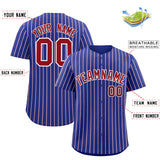 Custom Royal White Tricolor Stripe Fashion Authentic Baseball Jersey
