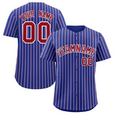 Custom Royal White Tricolor Stripe Fashion Authentic Baseball Jersey