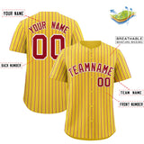 Custom Gold White Tricolor Stripe Fashion Authentic Baseball Jersey