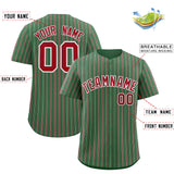 Custom Kelly Green White Tricolor Stripe Fashion Authentic Baseball Jersey
