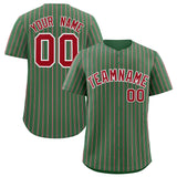 Custom Kelly Green White Tricolor Stripe Fashion Authentic Baseball Jersey