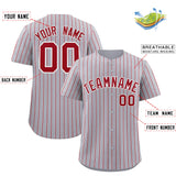 Custom Gray White Tricolor Stripe Fashion Authentic Baseball Jersey
