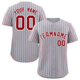 Custom Gray White Tricolor Stripe Fashion Authentic Baseball Jersey