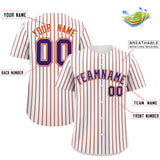 Custom White Purple Tricolor Stripe Fashion Authentic Baseball Jersey