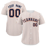 Custom White Navy Tricolor Stripe Fashion Authentic Baseball Jersey