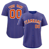 Custom Royal White Tricolor Stripe Fashion Authentic Baseball Jersey