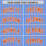 Custom Powder Blue White Tricolor Stripe Fashion Authentic Baseball Jersey