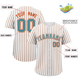 Custom White Aqua Tricolor Stripe Fashion Authentic Baseball Jersey
