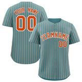 Custom Aqua White Tricolor Stripe Fashion Authentic Baseball Jersey