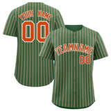 Custom Kelly Green White Tricolor Stripe Fashion Authentic Baseball Jersey