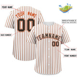 Custom White Brown Tricolor Stripe Fashion Authentic Baseball Jersey