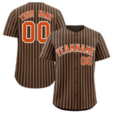 Custom Brown White Tricolor Stripe Fashion Authentic Baseball Jersey