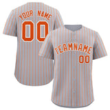 Custom Gray White Tricolor Stripe Fashion Authentic Baseball Jersey