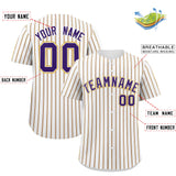 Custom White Purple Tricolor Stripe Fashion Authentic Baseball Jersey