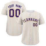 Custom White Purple Tricolor Stripe Fashion Authentic Baseball Jersey