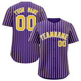Custom Purple White Tricolor Stripe Fashion Authentic Baseball Jersey